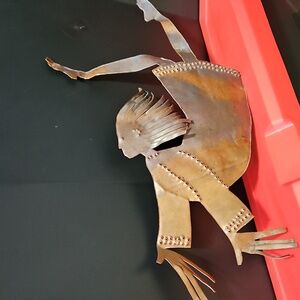 Vintage 09 ARTIST BP Handcrafted Lady Girl Copper Metal Wall Art Decor